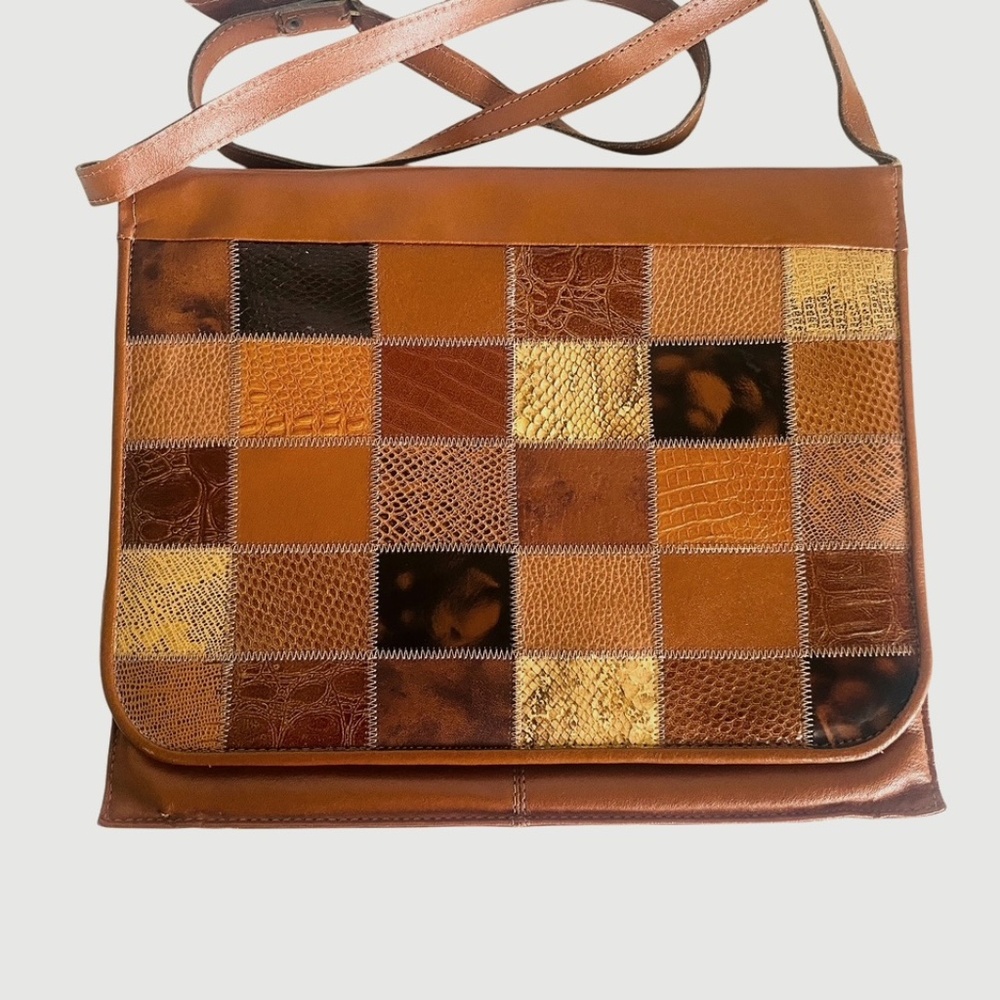 Vintage Argentina Industries CUERO VACA Snakeskin Patchwork Crossbody Bag